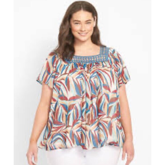 Lane Bryant Relaxed Square-Neck Top With Trim Detail woman’s size 18/20 - Picture 9 of 12